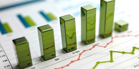 Leinwandbilder - Dividend stocks graph with rising bars, symbolizing the steady growth of passive income through stock market investments