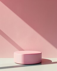 Aufkleber - Modern Minimalist Pastel Pink Podium on Monochromatic Background for Product Display, Bright Natural Lighting with Soft Shadows