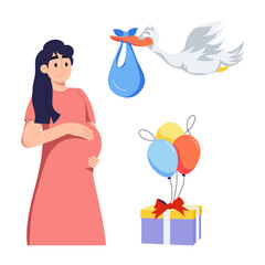 Poster - A flat character illustration of baby shower 