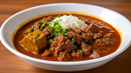 Poster -  Delicious beef stew with rice and herbs ready to be savored