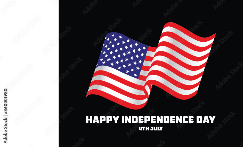 Happy 4th of July USA Independence Day greeting card with waving ...