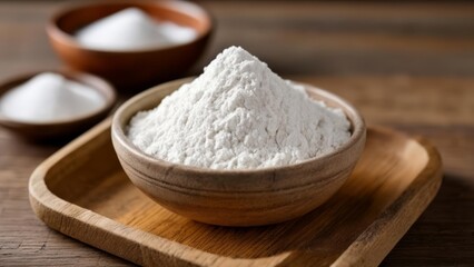 Poster -  Flour in a wooden bowl ready for baking