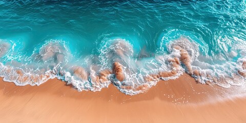 Wall Mural - Tranquil Turquoise Waves Crashing on a Sandy Beach