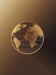 Poster - A simple and elegant illustration of a golden globe with continents, perfect for travel agencies and global travel companies. Generative AI