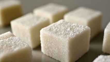 Poster -  Freshly cut snowywhite cubes of tofu