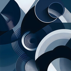Wall Mural - Blue geometric abstract background with circle, triangle, dot, and rectangle. Blue Memphis abstract background. Modern abstract high speed movement. Colourful dynamic motion on blue background