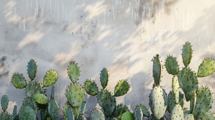 Sticker - Arrangement of cactus plants with empty space