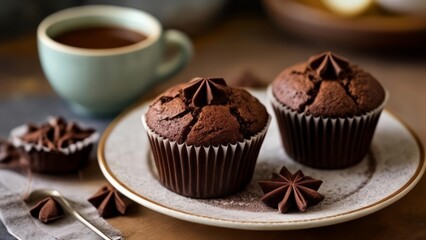 Wall Mural -  Delicious chocolate cupcakes perfect for a cozy afternoon