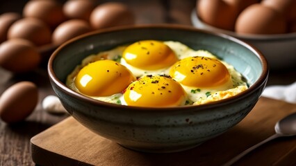 Canvas Print -  Deliciously cooked eggs ready to be enjoyed