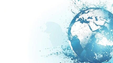 Aufkleber - A simple, stylized illustration of a globe with white continents against a blue background. Perfect for travel agencies and global travel companies. Generative AI