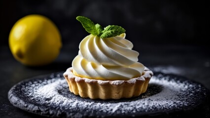 Wall Mural -  Deliciously indulgent lemon tart with a twist of mint