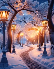 Canvas Print - street lamp in winter