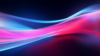 Wall Mural - Dynamic Waves of Light in Pink and Blue Flowing Across a Dark Background