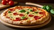 © vivekFx - Deliciously baked pepperoni and basil pizza ready to serve