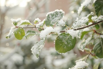 Wall Mural - Snow on plant