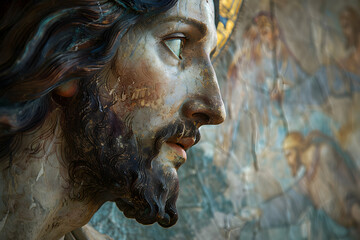 Wall Mural - Jesus Christ suffering savior illustration, religious Christian theme