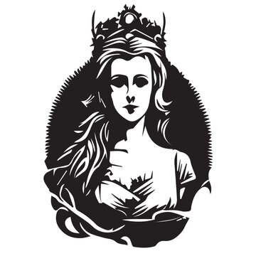 scary dark queen of hell illustration for tattoo vector black and white prints