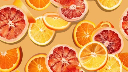 Wall Mural - Citrus Fruit Collage: A Vibrant Blend of Orange, Yellow and Red