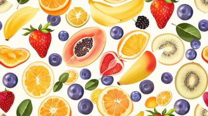 A Vibrant Collage of Fresh Fruits and Berries