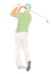 Wall Mural - golf player  male character with club