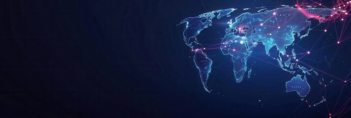 Poster - A clean and simple world map illustration with connected continents. Perfect for travel agencies and global companies. Generative AI