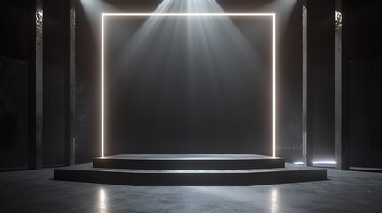 Wall Mural - Empty stage design blank screen system for Graphic stage with spotlight