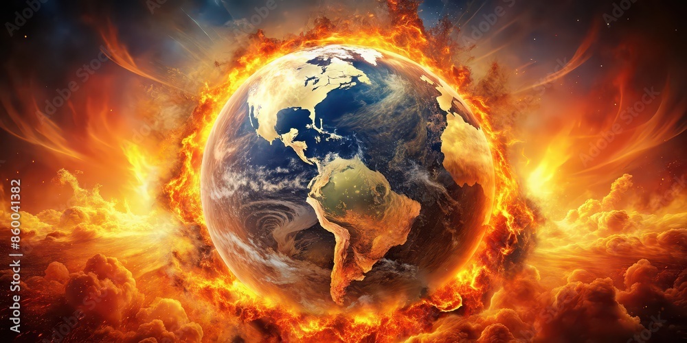 Dramatic stock photo of a world exploding in a fiery blaze, catastrophe ...