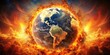 © Nasnunt - Dramatic stock photo of a world exploding in a fiery blaze, catastrophe, destruction, apocalypse, global disaster