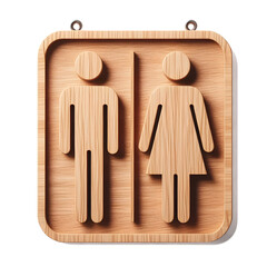 Separate images of wooden signs indicating the direction to separate men's and women's restrooms. transparent background png