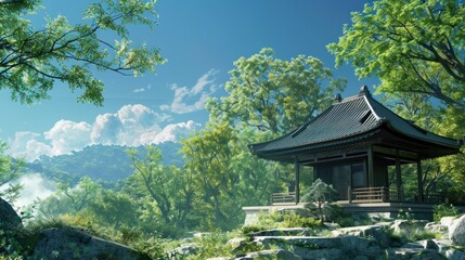 Wall Mural - Zen Temple in Natural Setting 