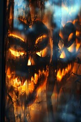 Wall Mural - Spooky Faces in Halloween Illusion