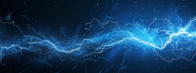 blue thunder lighting bolts with energy burst on dark background