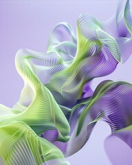 Wall Mural - A 3d rendering of a purple and green wave.