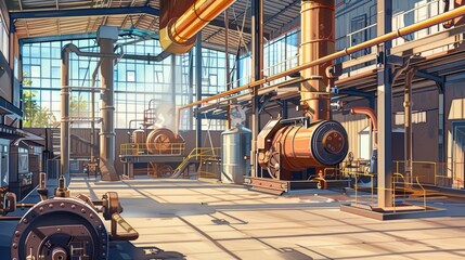 Wall Mural - Industrial Interior with Large Machinery