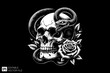 © Niken - Evil Skull head tied by snake vector illustration design templates