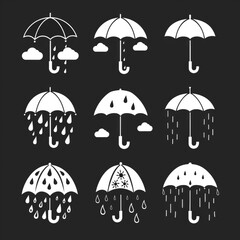 Poster - A collection of umbrellas seen in rainy weather, suitable for use as a background or props
