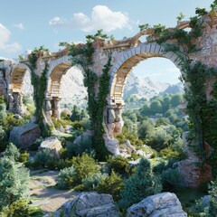 Aufkleber - A natural stone arch amidst dense forest foliage