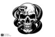 © Niken - Evil Skull head tied by snake vector illustration design templates
