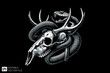 © Niken - Skull deer head tied by snake vector illustration design