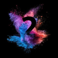 Poster - A vibrant and dynamic scene of a colorful powder cloud against a dark, mysterious background