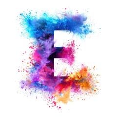 Wall Mural - Image shows the detailed structure of the letter e composed of colorful powders