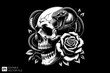 © Niken - Evil Skull head tied by snake vector illustration design templates