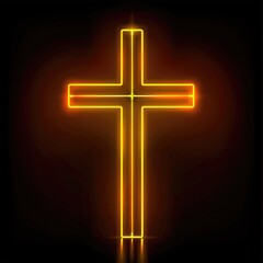 Poster - A simple and elegant design featuring a glowing cross against a dark, matte black backdrop