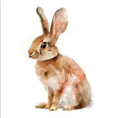 Poster - A watercolor painting of a rabbit on a white background, suitable for use in children's educational materials or as a decorative illustration
