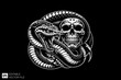 © Niken - Evil Skull head tied by snake vector illustration design templates