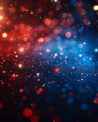 Poster - vibrant red and blue bokeh lights creating a festive and dazzling abstract background. ideal for hol