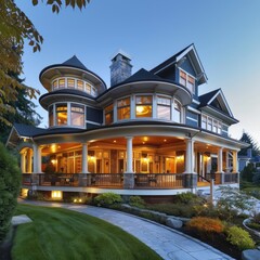 Aufkleber - A large house with multiple windows, suitable for use in architecture or real estate images
