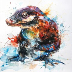 Poster - A beautiful watercolor painting of a colorful bird in flight, perfect for nature or wildlife-themed designs