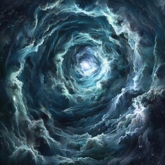 Poster - Aerial view of a spiral shape in the sky, possibly a natural phenomenon or man-made structure