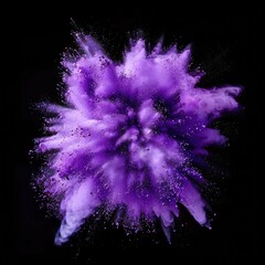 Wall Mural - A vibrant explosion of purple powder against a dark background